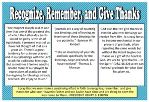 August 2013 Home Teaching Handout-Recognize, Remember, and Give Thanks